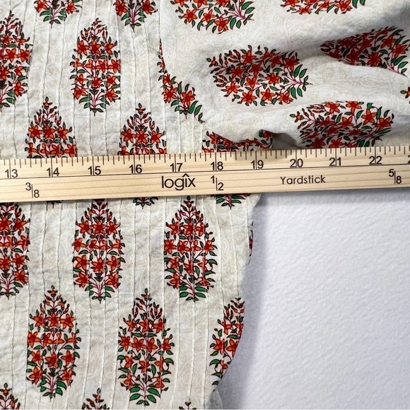 Sabhyata Indian Cream Red Floral Printed Straight Kurta Kurti Tunic Ethnic Dress - Picture 10 of 12